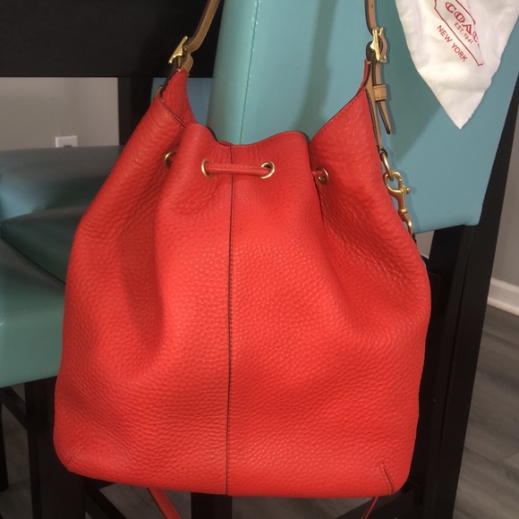 Coach Bucket Avery Drawstring Mandarin with Blue Leather Cross Body Bag - Picture 5 of 16